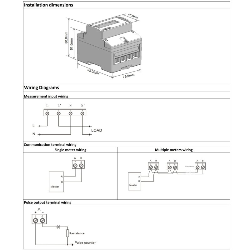 Dac4120c DIN Rail Single Phase AC WiFi na may Relay Power Meter