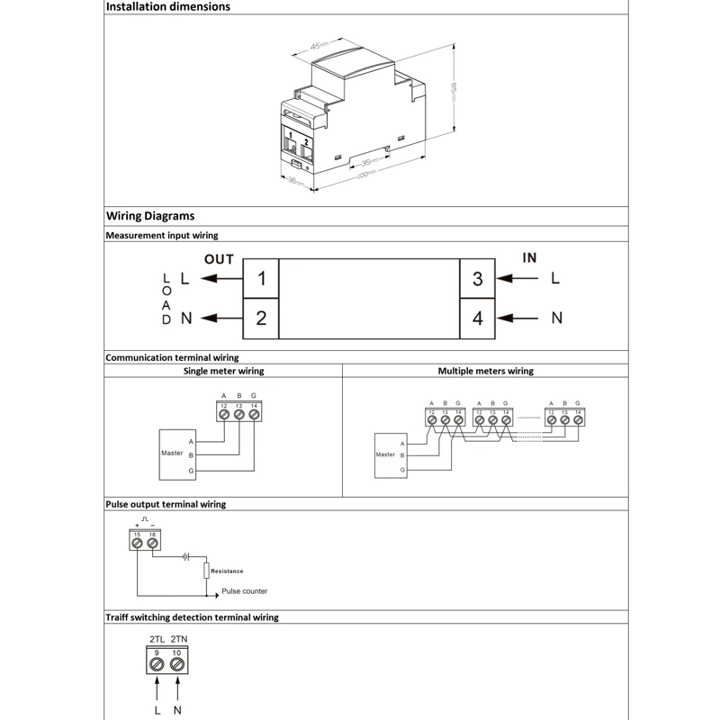 Dac2100 DIN Rail Single Phase Modbus Smart Electric Energy Meter